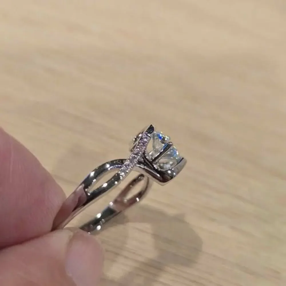 Silver Moissanite Engagement Ring. Size 9